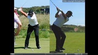 Jon Rahm golf swing  Long Iron faceon amp downtheline July 2017 [upl. by Aicilihp]