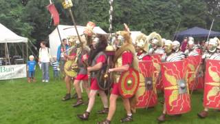 Roman Reenactment at the Amphitheatre in Caerleon Marching In [upl. by Eiramrebma]