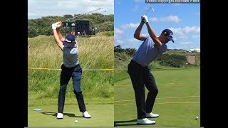 Justin Thomas golf swing  Long Iron faceon amp downtheline July 2017 [upl. by Eseilanna]