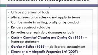 Misrepresentation Lecture 1 of 4 [upl. by Anahsahs404]